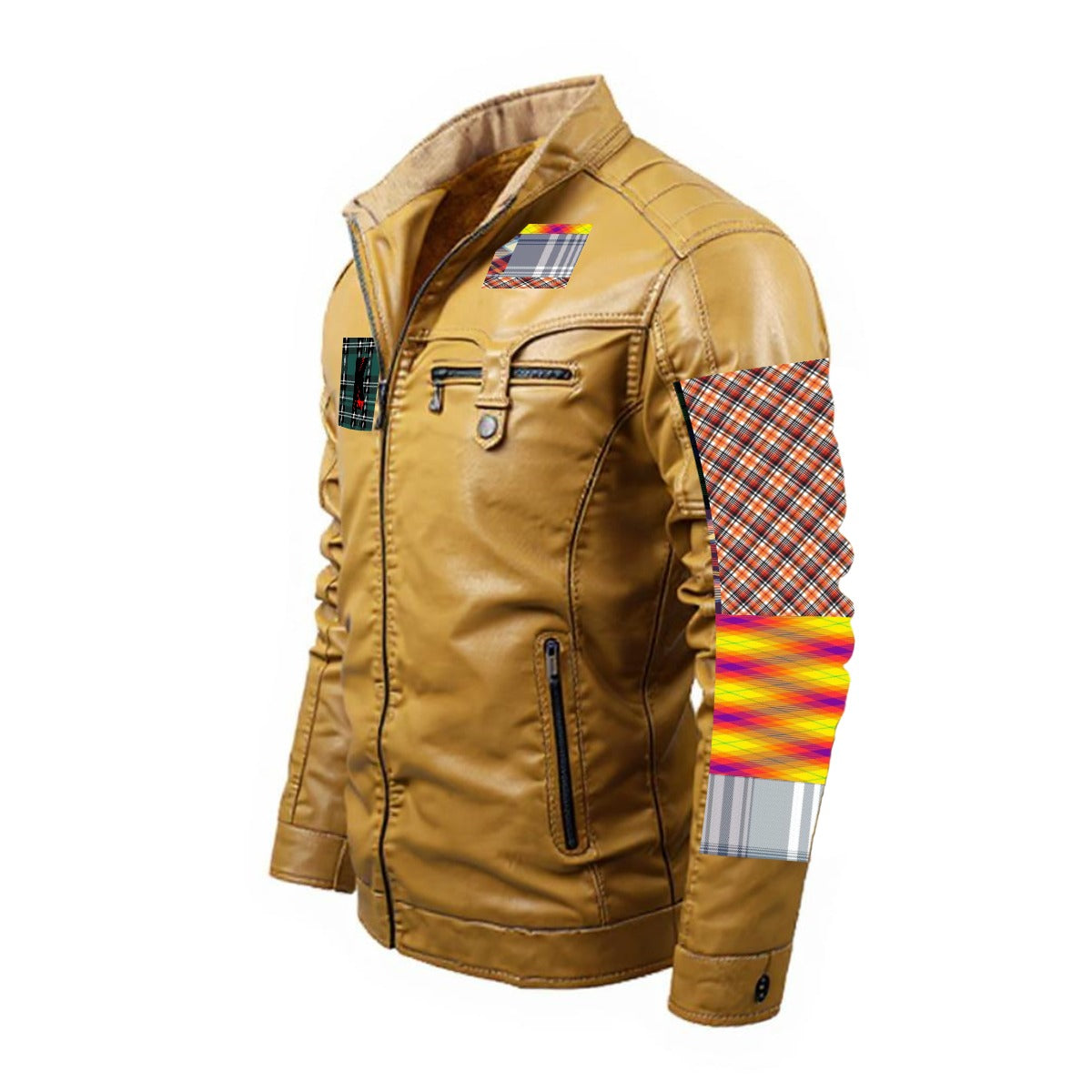 Plus Fleece Decorative Zipper Leather Jacket (DTF)