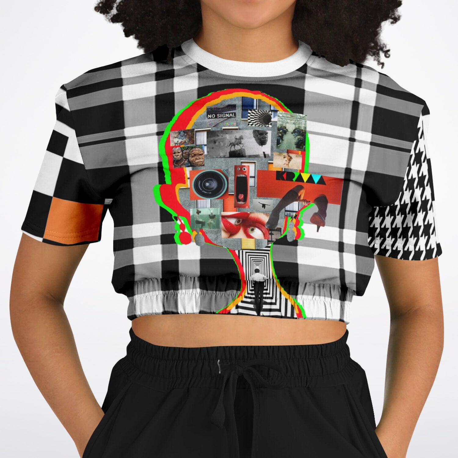 Fashion Cropped Short Sleeve Sweatshirt - AOP