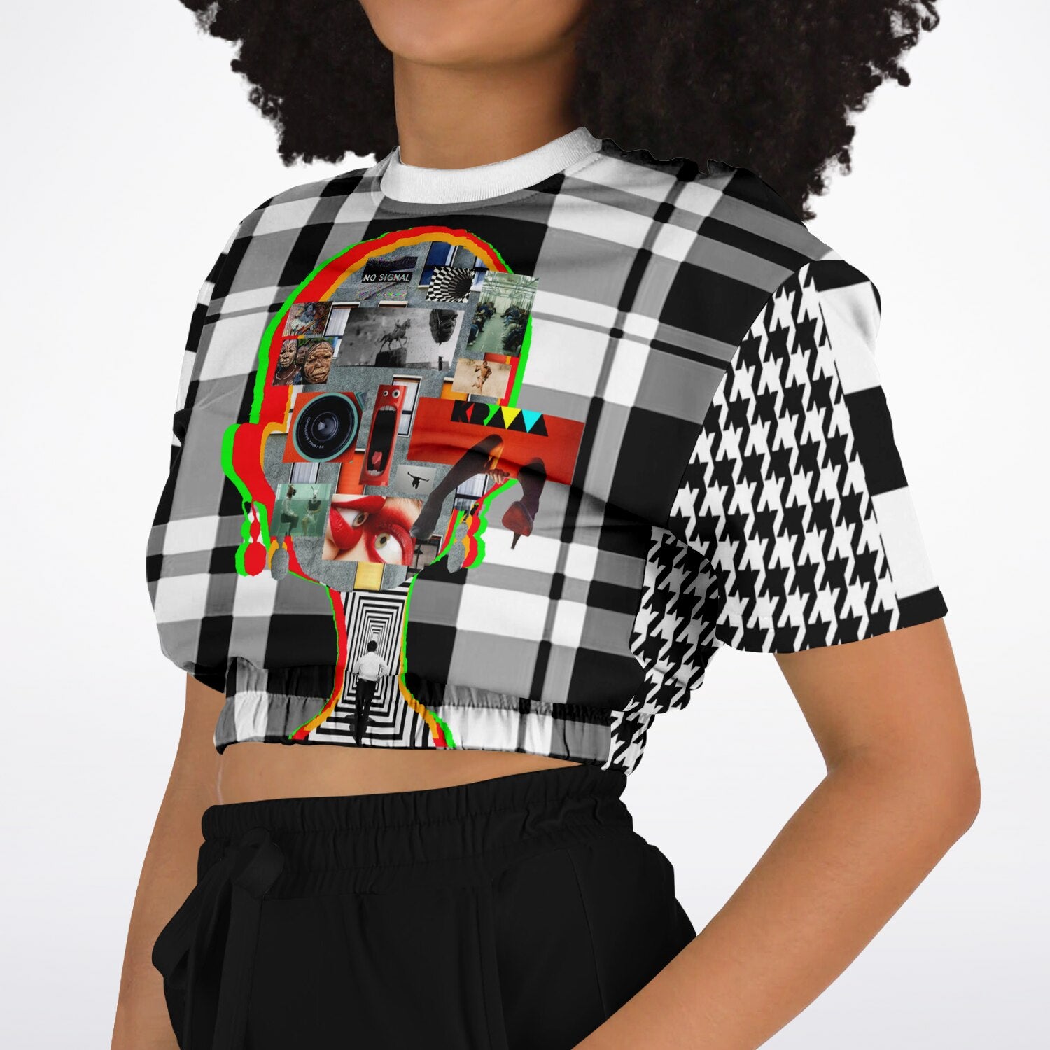 Fashion Cropped Short Sleeve Sweatshirt - AOP