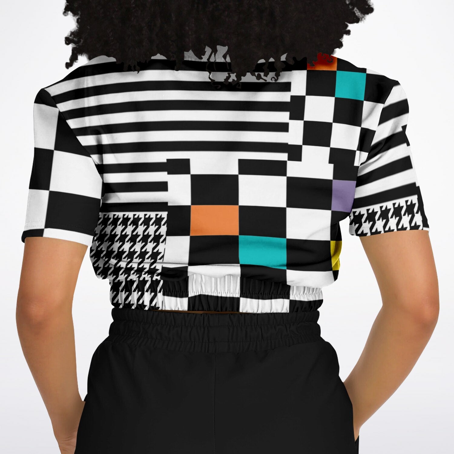 Fashion Cropped Short Sleeve Sweatshirt - AOP