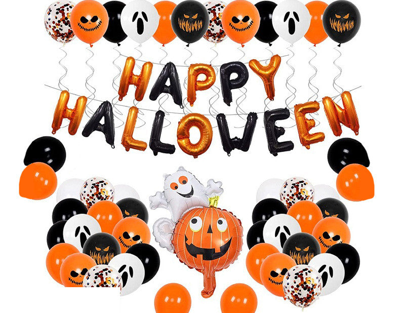 Halloween Party Balloon Kit – Complete Spooky Decoration Set (Black & Orange Theme)