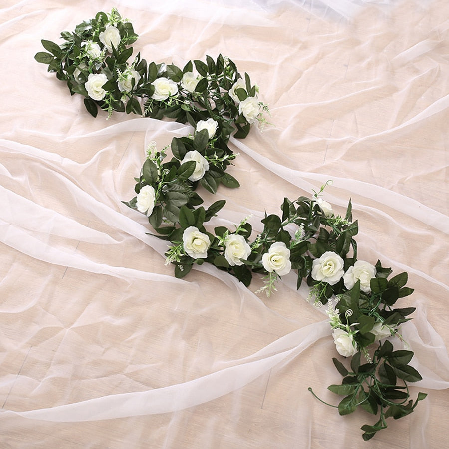 Champagne Floral Vine Garland – Elegant Fake Flower Decoration for Wedding & Party Decor