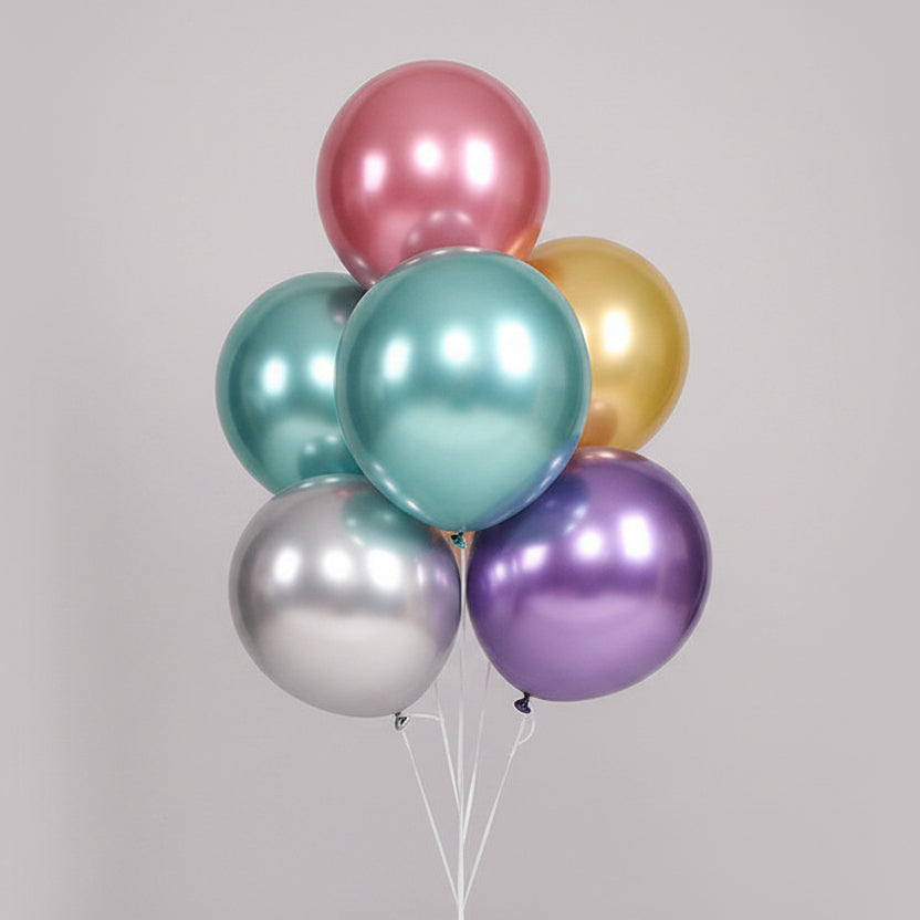 Chrome Metallic Latex Balloons – Wedding & Birthday Party Decoration Set