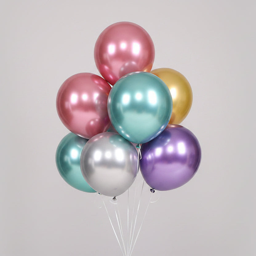 Chrome Metallic Latex Balloons – Wedding & Birthday Party Decoration Set