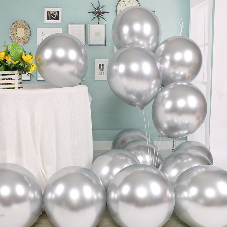 Chrome Metallic Latex Balloons – Wedding & Birthday Party Decoration Set