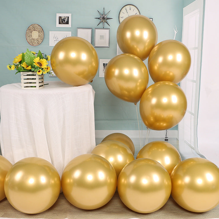 Chrome Metallic Latex Balloons – Wedding & Birthday Party Decoration Set