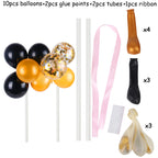 Black & Gold Birthday Cake Decoration Flags – Luxury Party Topper Set