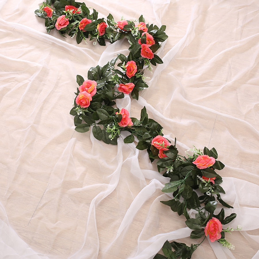 Champagne Floral Vine Garland – Elegant Fake Flower Decoration for Wedding & Party Decor