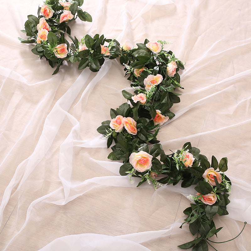 Champagne Floral Vine Garland – Elegant Fake Flower Decoration for Wedding & Party Decor