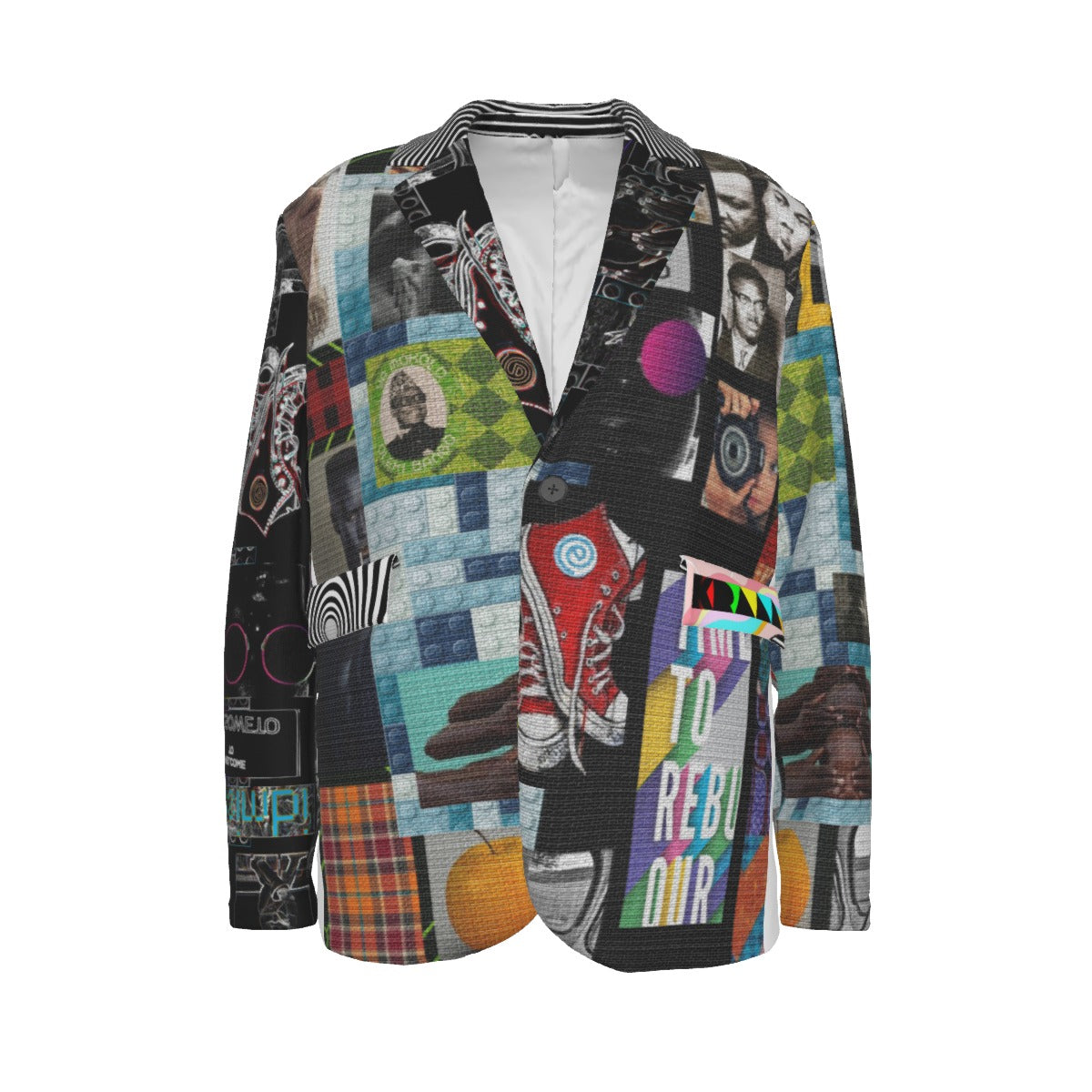 All-Over Print Men's Casual Flat Lapel Collar Blazer | 245GSM Cotton