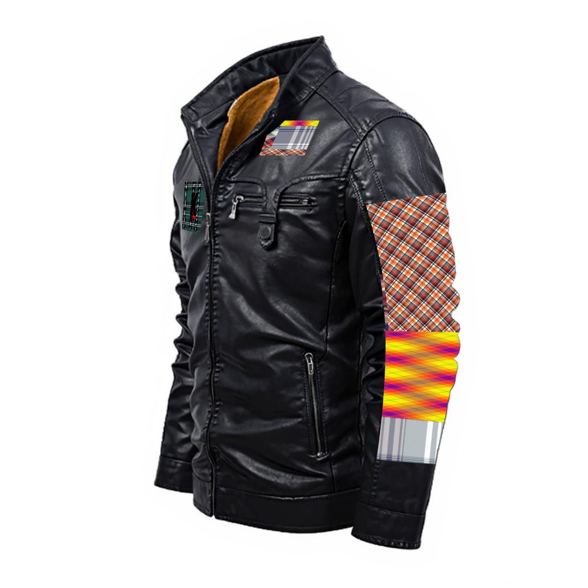 Plus Fleece Decorative Zipper Leather Jacket (DTF)