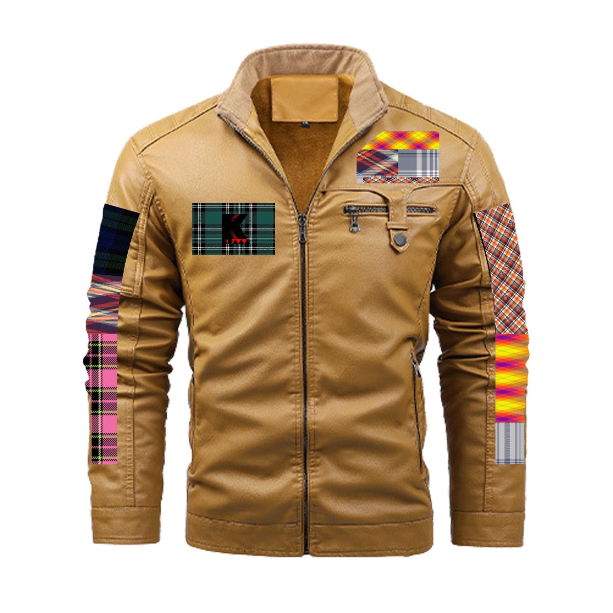 Plus Fleece Decorative Zipper Leather Jacket (DTF)