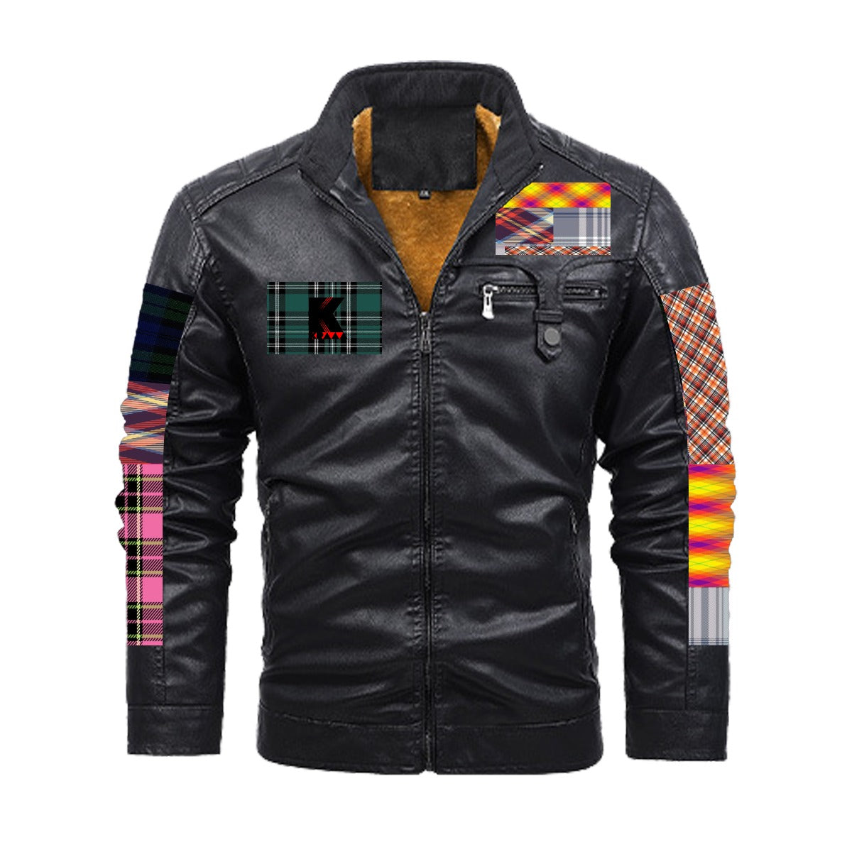 Plus Fleece Decorative Zipper Leather Jacket (DTF)