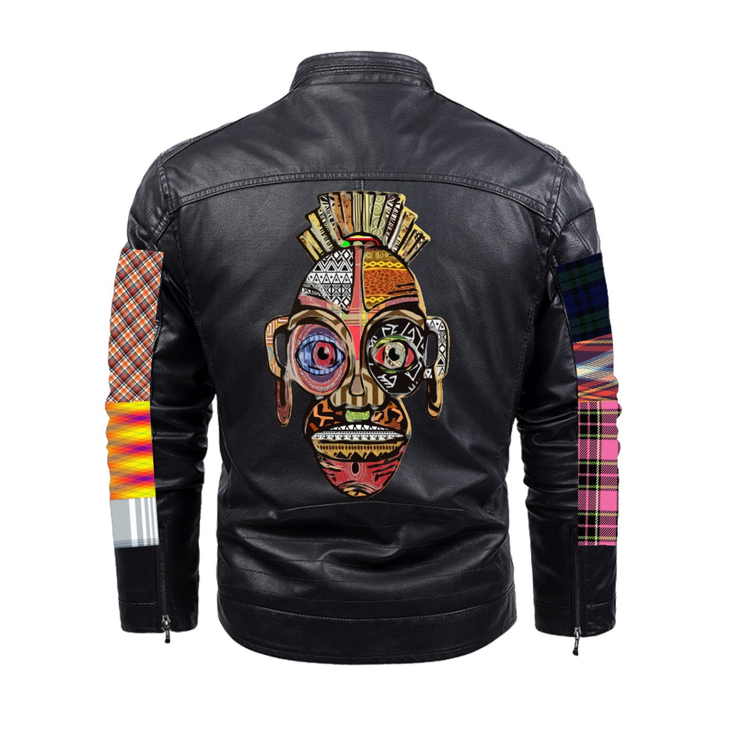 Plus Fleece Decorative Zipper Leather Jacket (DTF)