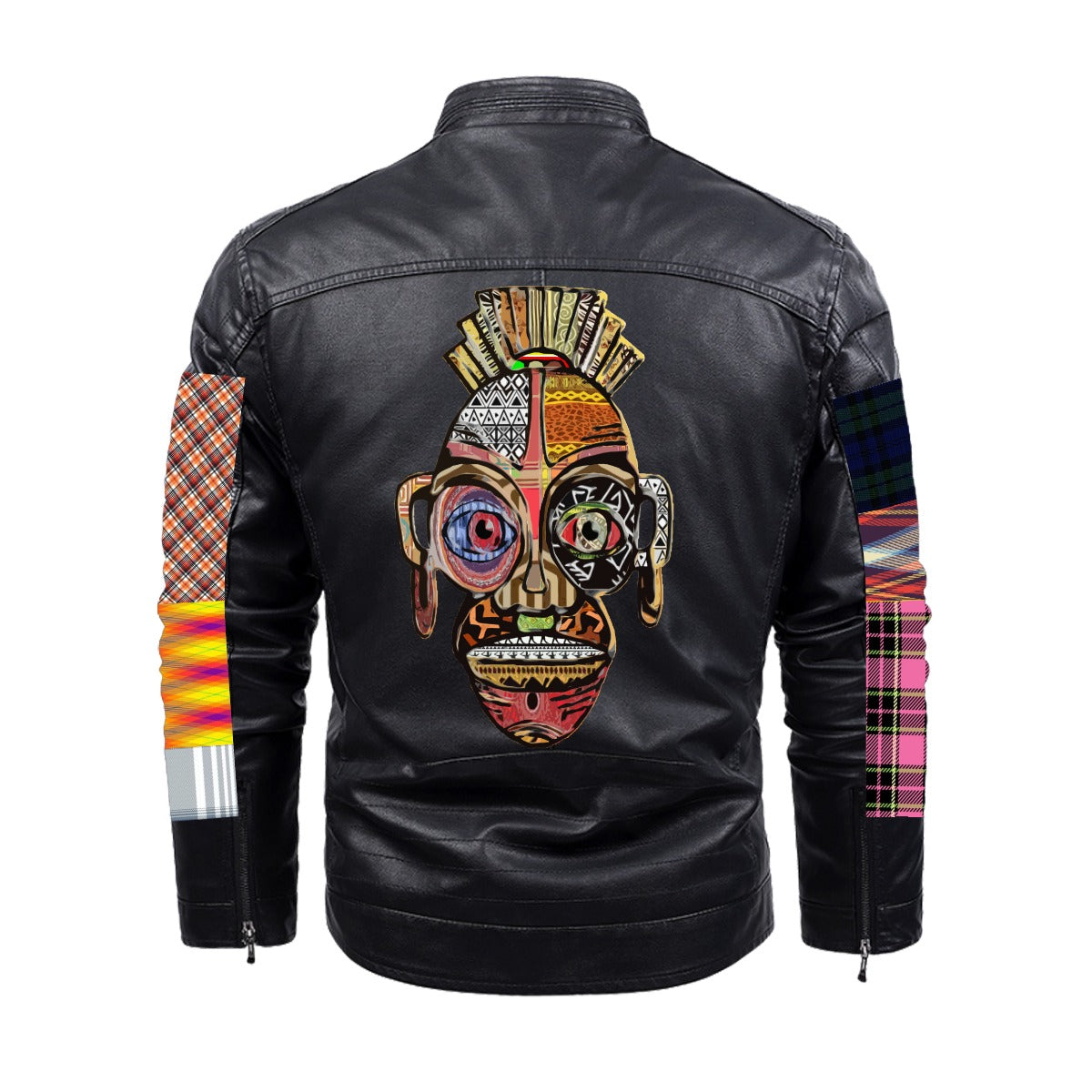 Plus Fleece Decorative Zipper Leather Jacket (DTF)