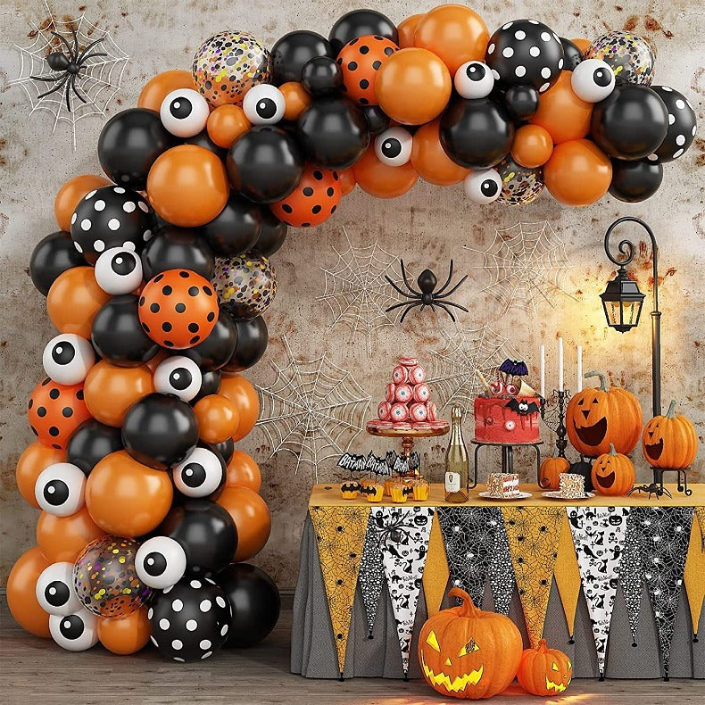 Halloween Party Balloon Kit – Complete Spooky Decoration Set (Black & Orange Theme)