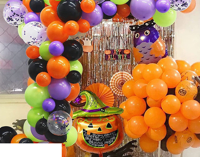 Halloween Party Balloon Kit – Complete Spooky Decoration Set (Black & Orange Theme)