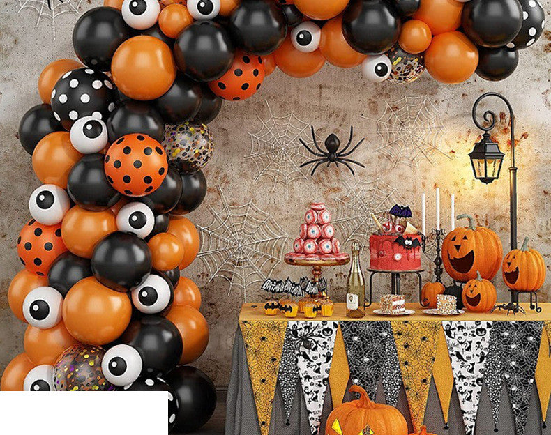 Halloween Party Balloon Kit – Complete Spooky Decoration Set (Black & Orange Theme)