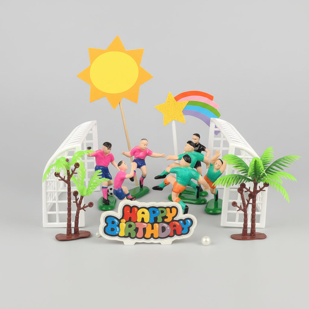 Figurines Joueurs de Soccer Vintage – Décoration Gâteau & Cupcake (Set Anniversaire)