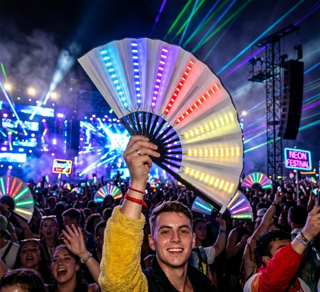 Glowing Disco Fan – Festival Folding Fan