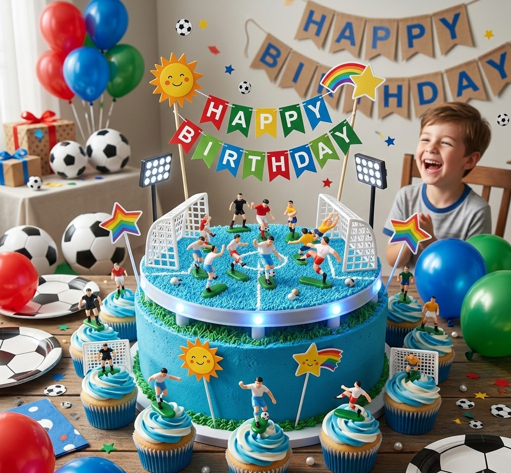 Figurines Joueurs de Soccer Vintage – Décoration Gâteau & Cupcake (Set Anniversaire)