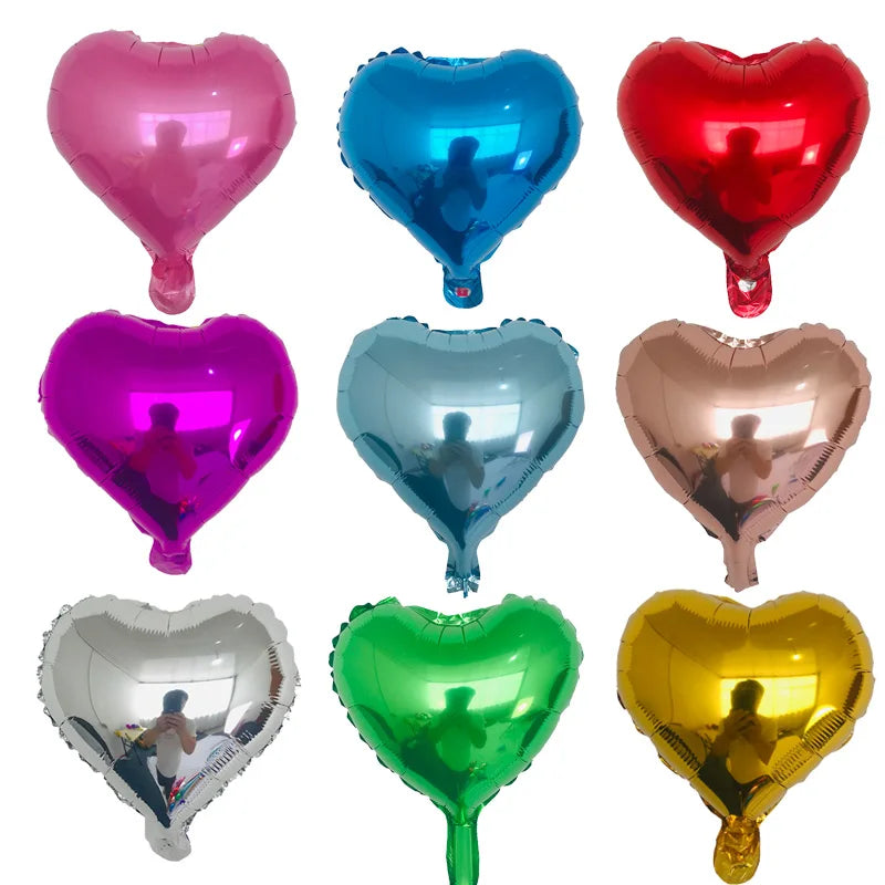 Ballons Cœur Aluminium 10 pouces 10pcs