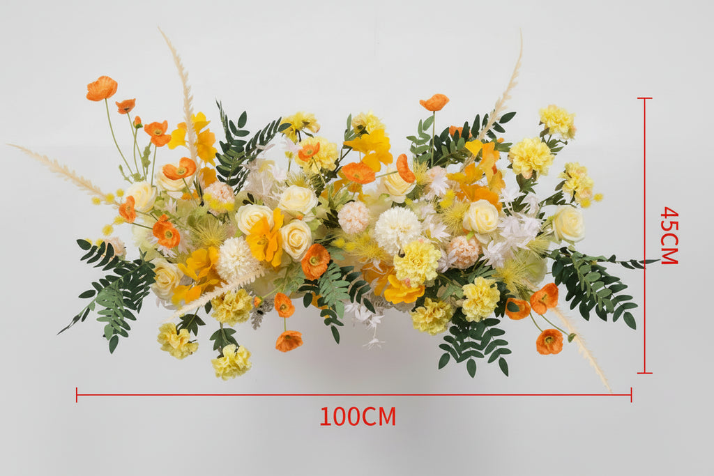 Arrangement Floral Mariage – Rangée de Fleurs Artificielles 50/100 cm (Peonies & Roses)