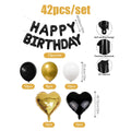 42pcs black and gold birthday letter balloon set, love heart balloons, birthday party, party scene decorations happybirthday