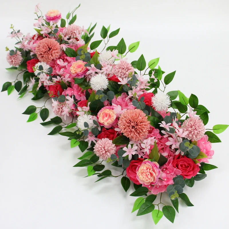 Arrangement Floral Mariage – Rangée de Fleurs Artificielles 50/100 cm (Peonies & Roses)