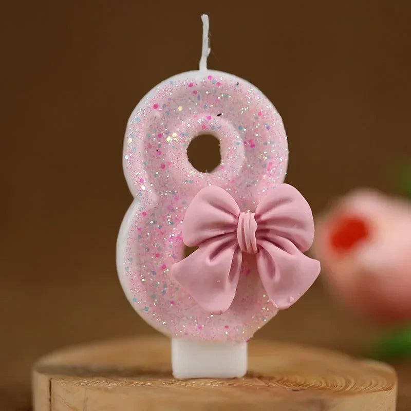 Cute Pink Bow 3D Number Cake Candles