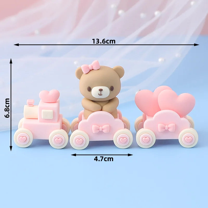 Cake Topper Ourson Rose & Bleu – Décoration Anniversaire 1 an & Baby Shower