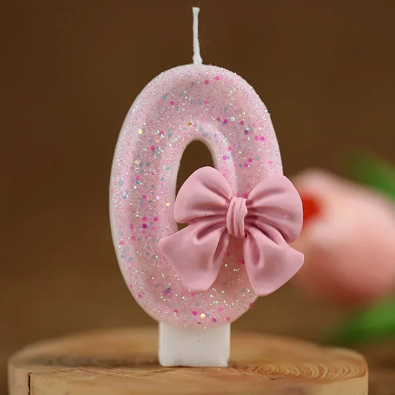 Cute Pink Bow 3D Number Cake Candles