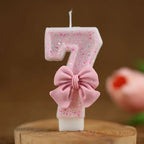 Cute Pink Bow 3D Number Cake Candles