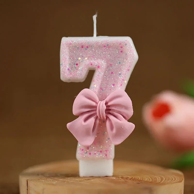 Cute Pink Bow 3D Number Cake Candles