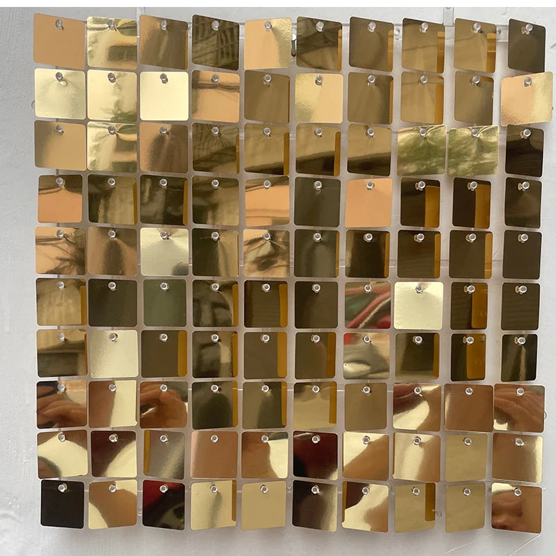 12/16/18/24PCS Shimmer Wall Backdrops silvery Square Sequin Wall Panel Backdrops Party Backdrops for Wedding Birthday Decor