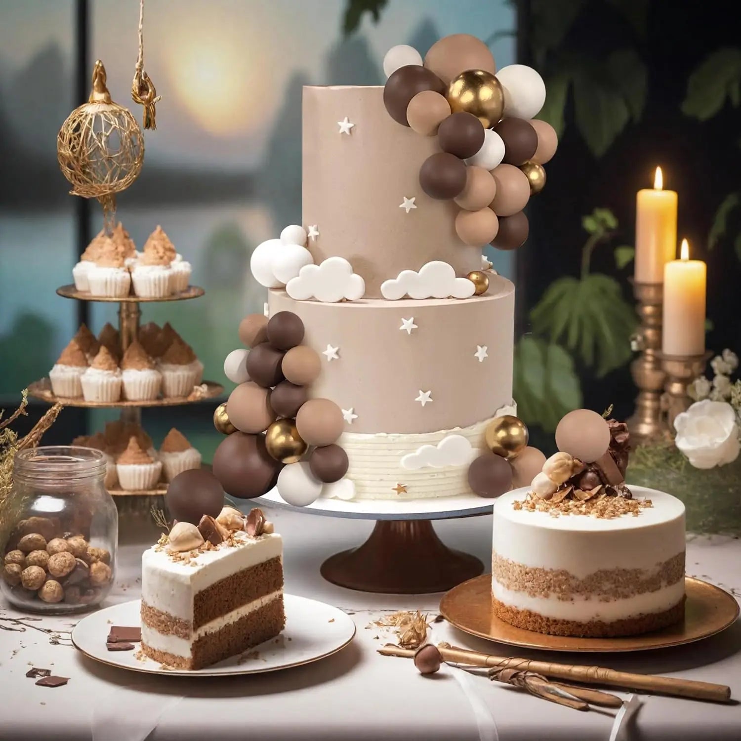 Boho Ball Cake Topper – Set of 30 – Birthday & Baby Shower Cake Decoration