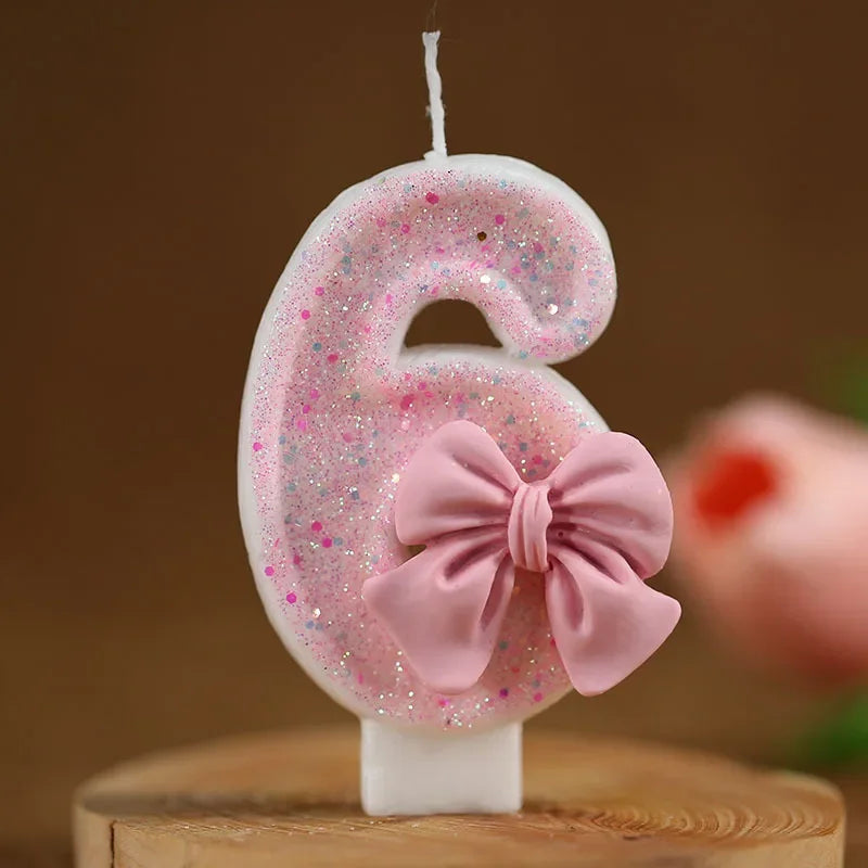 Cute Pink Bow 3D Number Cake Candles