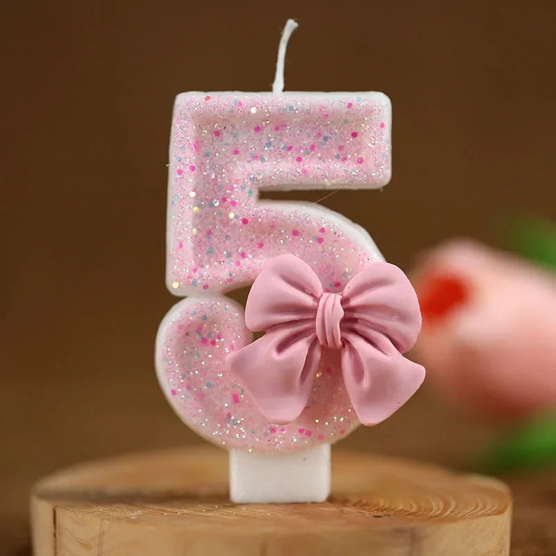 Cute Pink Bow 3D Number Cake Candles