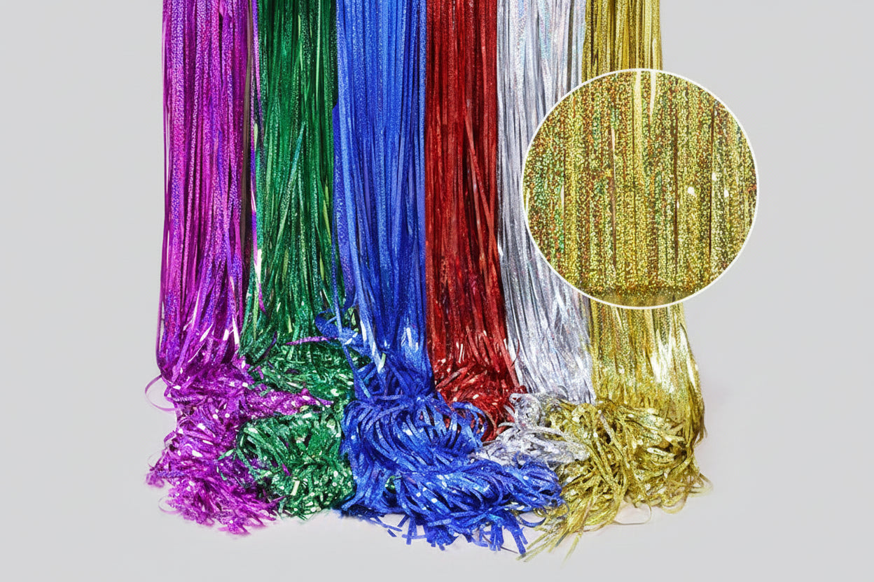 Rideau Franges Métalliques – Fond Photo &amp; Décoration Événementielle (2/3 m)