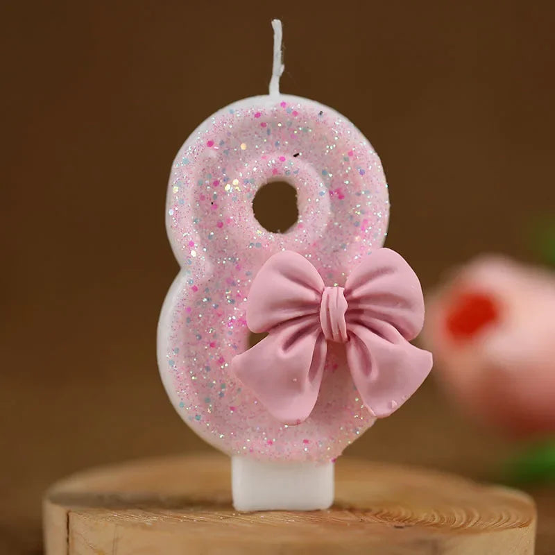Cute Pink Bow 3D Number Cake Candles