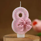 Cute Pink Bow 3D Number Cake Candles