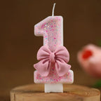 Cute Pink Bow 3D Number Cake Candles