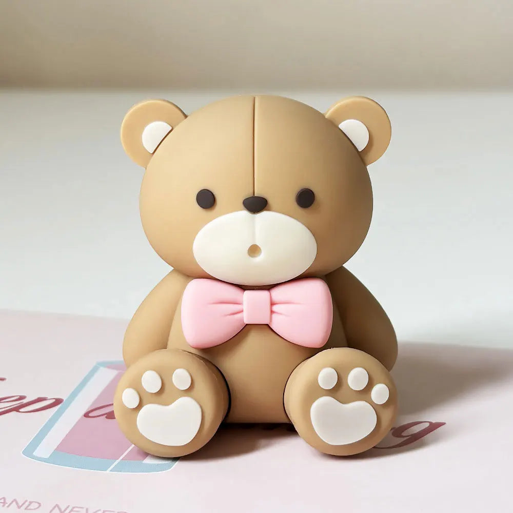 1 Set Pink Bear Cake Toppers Boho Rainbow Nude Baby Pink Balls Cake Decorations for Birthday Baptism Baby Shower Party Favor