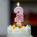 Cute Pink Bow 3D Number Cake Candles
