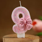 Cute Pink Bow 3D Number Cake Candles