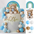 1 Set Pink Bear Cake Toppers Boho Rainbow Nude Baby Pink Balls Cake Decorations for Birthday Baptism Baby Shower Party Favor