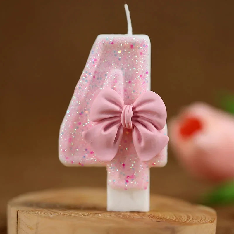 Cute Pink Bow 3D Number Cake Candles