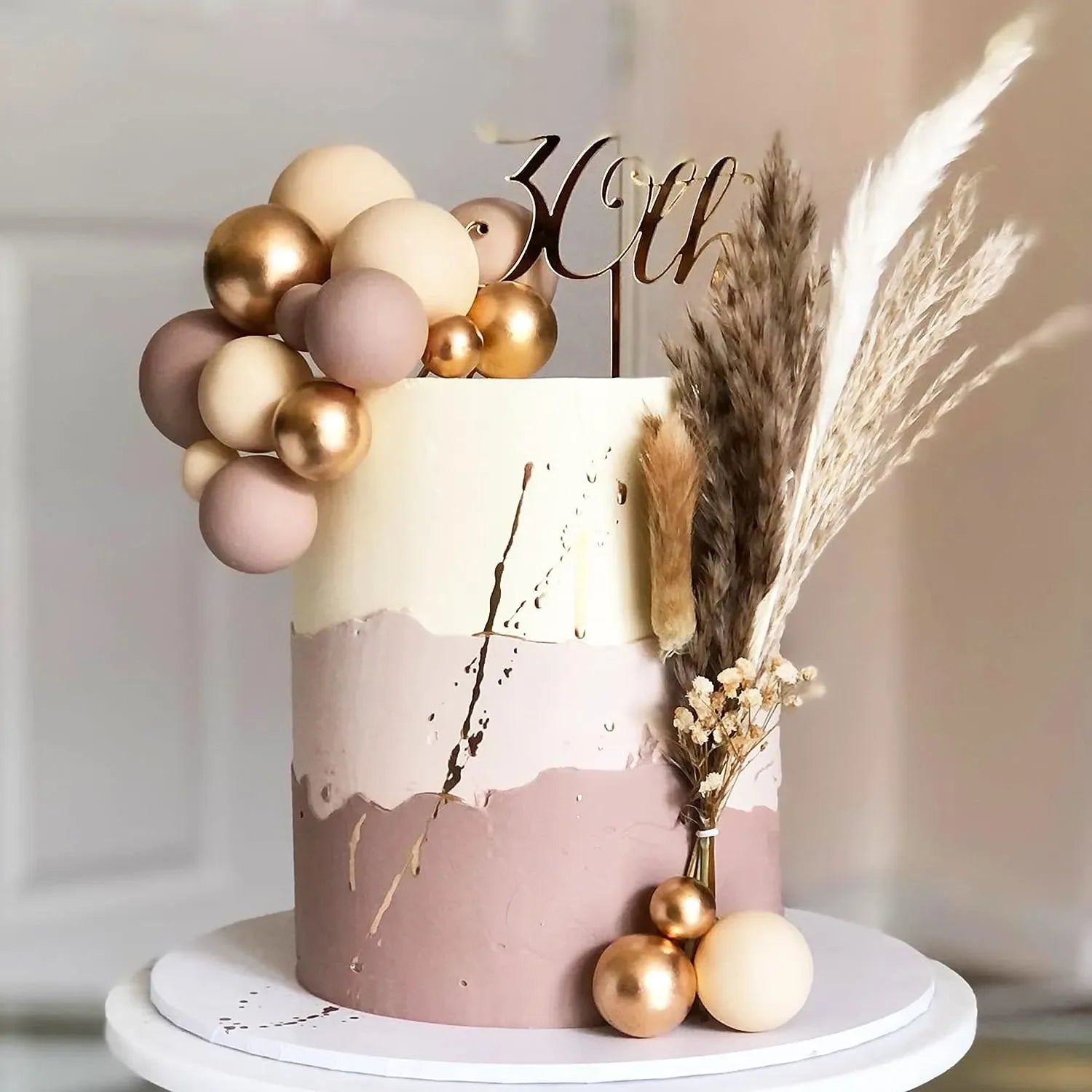 Boho Ball Cake Topper – Set of 30 – Birthday & Baby Shower Cake Decoration