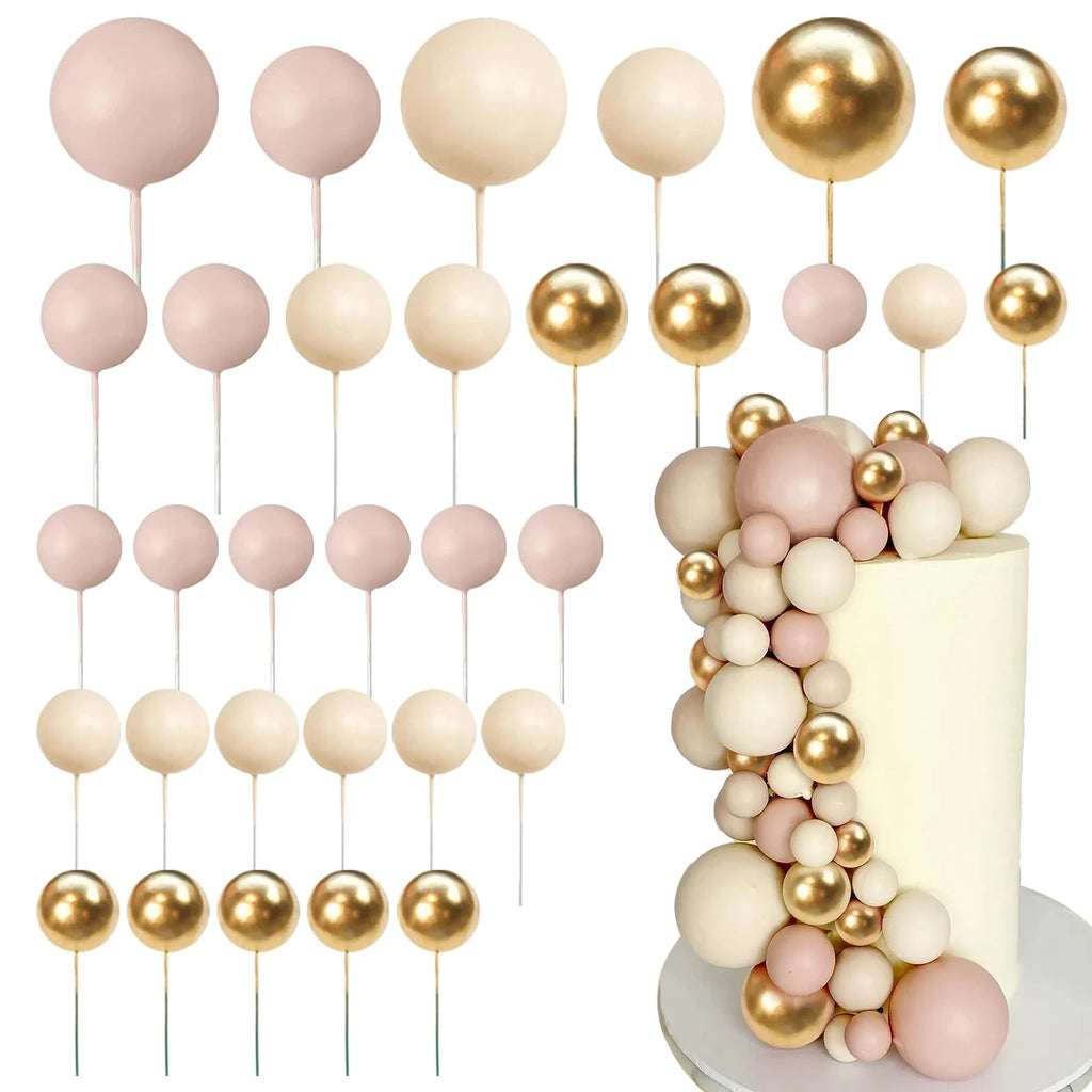 Boho Ball Cake Topper – Set of 30 – Birthday & Baby Shower Cake Decoration