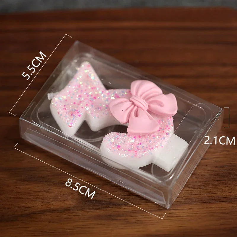 Cute Pink Bow 3D Number Cake Candles